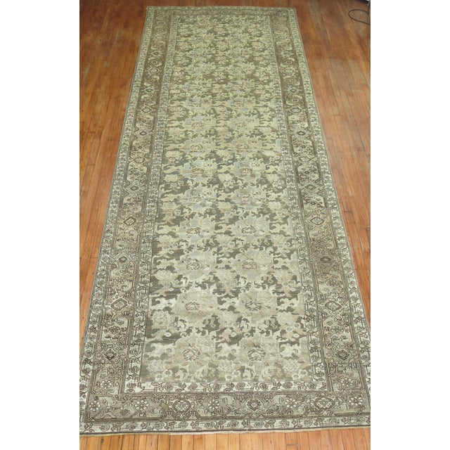 Sky Blue Early 20th Century Zabihi Collection Corridor Persian Malayer Runner - 5'6" x 16'10" For Sale - Image 8 of 10