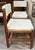 Mid Century Angular Scandinavian D Scan Style Wood Dining Chairs With Thick Linen Upholstery For Sale - Image 4 of 12