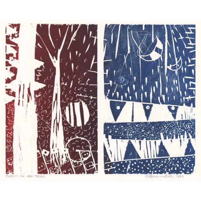 Modern 1983 Arienne Ellis Forest for the Trees Linocut For Sale - Image 3 of 3