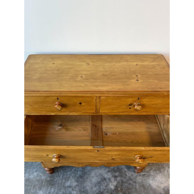 Tan Antique Victorian Pine Chest of Drawers, 2 Over 3 For Sale - Image 8 of 10