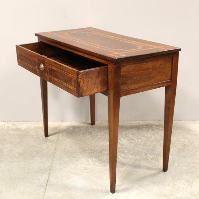 Antique Italian Louis XVI Console Table in Walnut, 1700s For Sale - Image 3 of 12