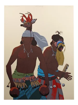 1980s Louis De Mayo "The Yaqui Deer Dancer" Hand Signed Serigraph Art Print Unframed