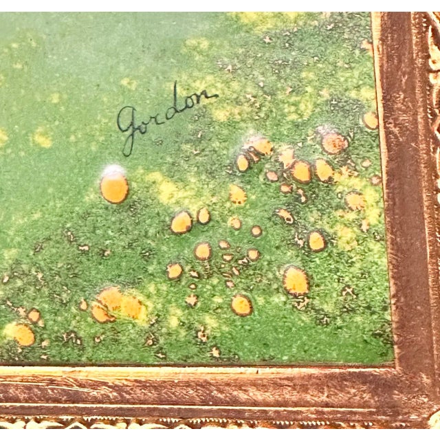 Mid 20th Century Vintage Large Enamel Painting on Copper Framed Signed Jordon For Sale - Image 5 of 9