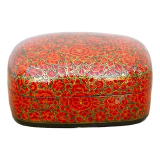 Small Hand-Painted Kashmiri Floral Box For Sale