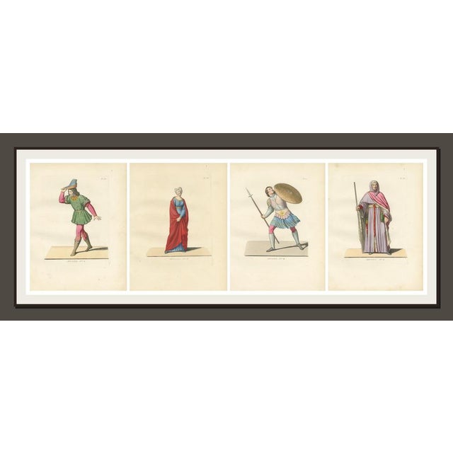 Bonnard, Medieval Costume Figures, Hand-Colored Engravings, 1845, Set of 4 For Sale - Image 9 of 10