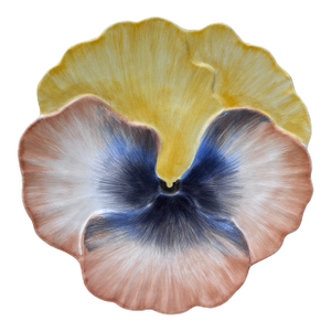 French Majolica Pansy Plate Marcel Guillot Vallauris, Circa 1950