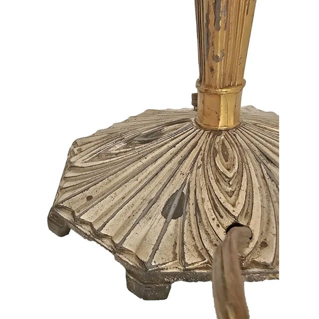 Pair of 1920s Art Deco Bronze Candle Lamps Skyscraper Base, Nickel & Gold Plated For Sale - Image 15 of 18