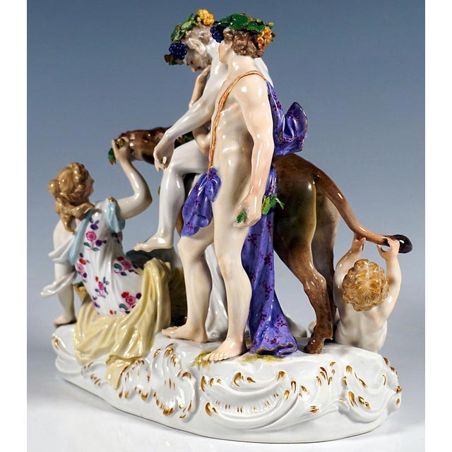 Bacchant Group with Drunken Silenus on Donkey by E.A. Leuteritz for Meissen, 1870s For Sale - Image 6 of 9