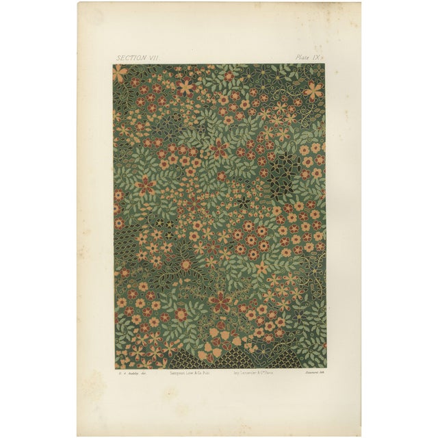 Japanese Floral Design Pattern, 1884, Paper For Sale