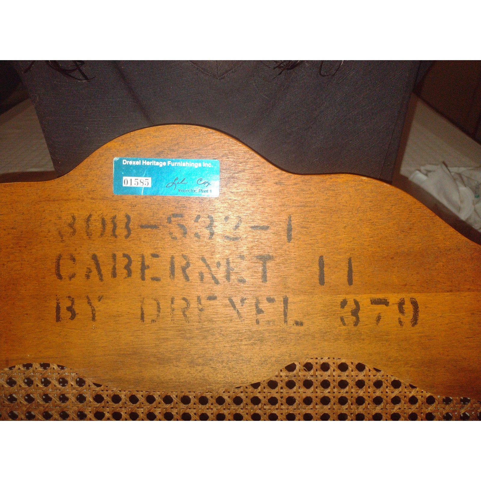 1970s Vintage Drexel Heritage "Cabernet Ii" Cane Panel Queen Headboard – French Provincial Elegance