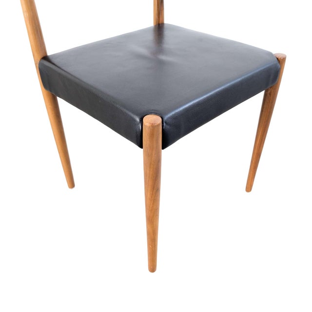 Wood Mid-Century Walnut and Leather Chairs from Lübke, Set of 6 For Sale - Image 7 of 11