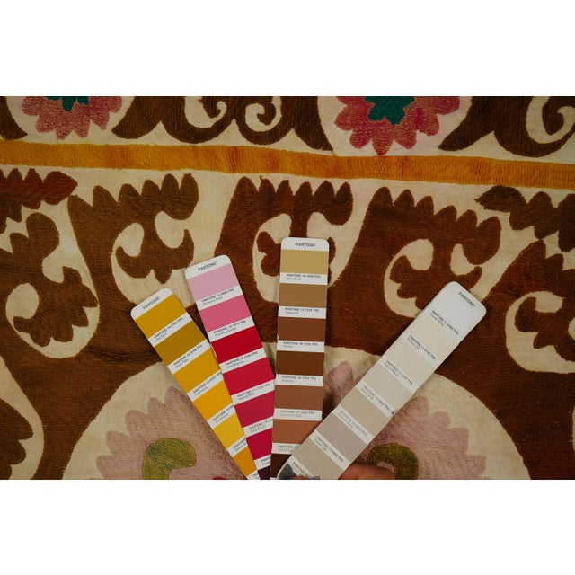 Suzani Tablecover – Brown Red Boho Textile For Sale - Image 10 of 12