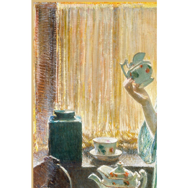 Not Yet Made - Made To Order 1912 Vintage Tea Set Art Print, American Impressionist Woman Portrait by Childe Hassam - 28" X 28" For Sale - Image 5 of 9