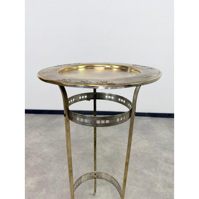 Gold Art Nouveau Brass Plant Stand in the style of Wiener Werkstätte, 1890s For Sale - Image 8 of 11