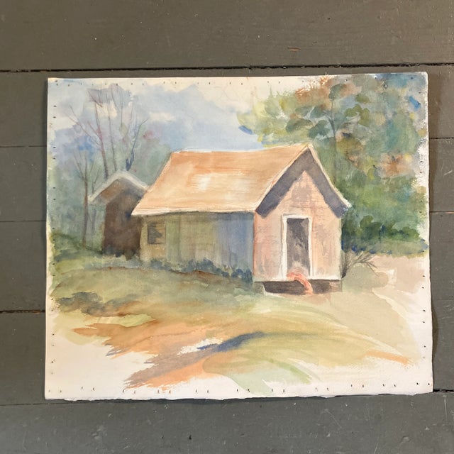 1980s original vintage watercolor double sided painting. Unsigned and unframed. Measures 15x12.5.