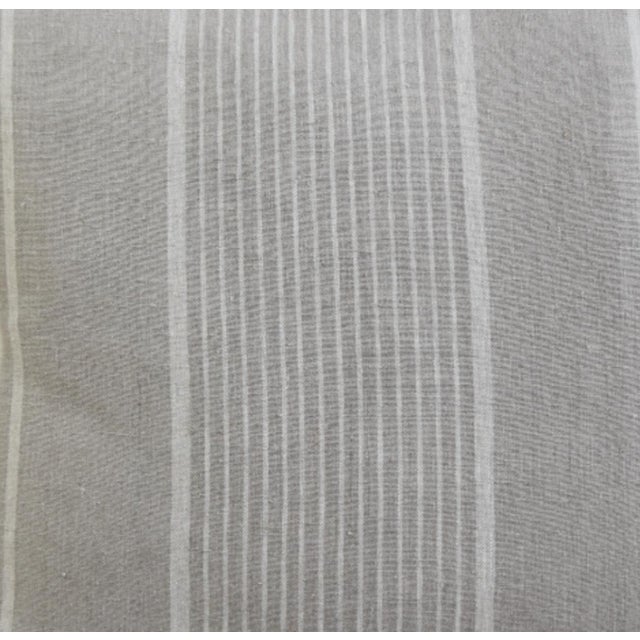 Cabin French Coastal Taupe and White Stripe Linen Feather/Down Pillow For Sale - Image 3 of 6