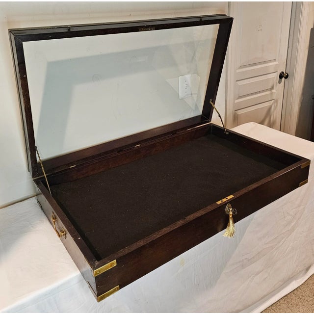 Campaign Late 19th Century Vintage Countertop Campaign Style Display Case For Sale - Image 3 of 8