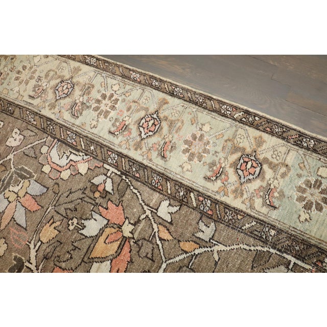 Antique Zabihi Collection Brown Persian Heriz Carpet - 8'8" x 11'1" For Sale - Image 4 of 10
