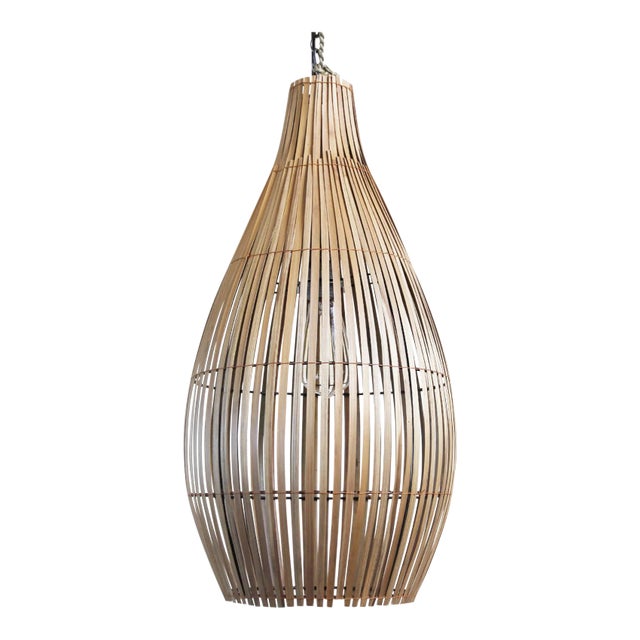 Raw Bamboo Asian Modern Bottle Pendant Light For Sale