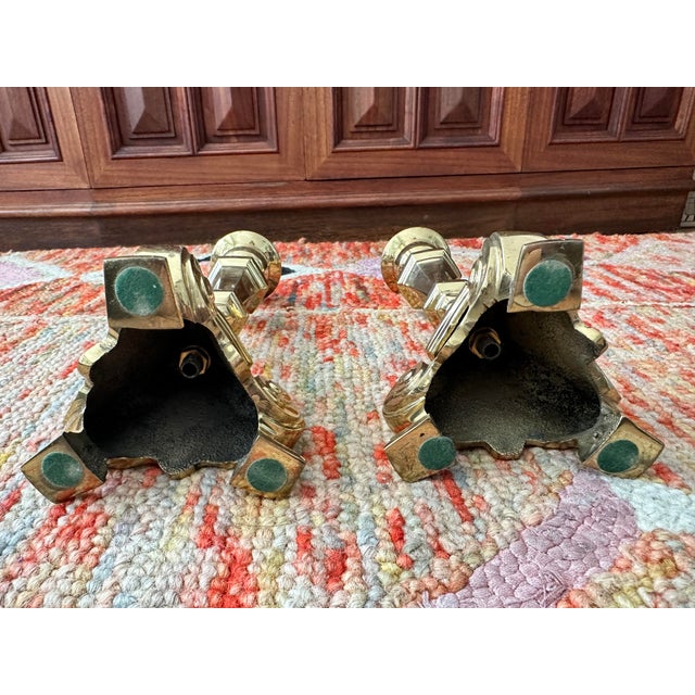 Pair of Vintage Brass Baroque Candlesticks Trifoot Base, 11.5″ Tall, C. 1960s For Sale In Salt Lake City - Image 6 of 7