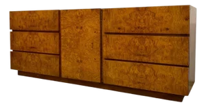 1970s Milo Baughman for Lane Mid-Century Modern Burl Wood Credenza