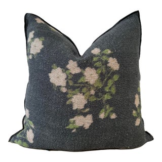 Wabi Sabi French Linen Roses Euro Pillow With Insert For Sale