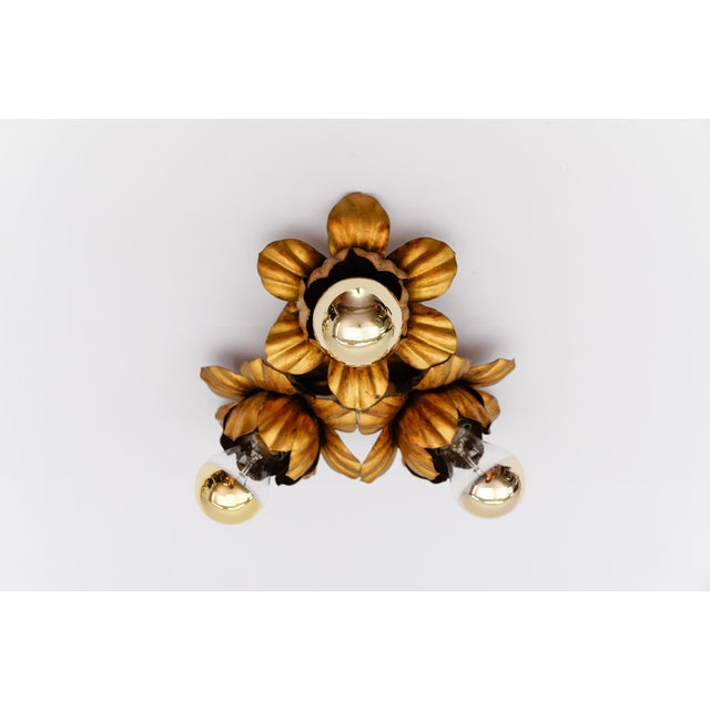 Mid-Century Modern Vintage Gilded Florentine Flush Mount by Hans Kögl, Germany, 1960s For Sale - Image 3 of 9