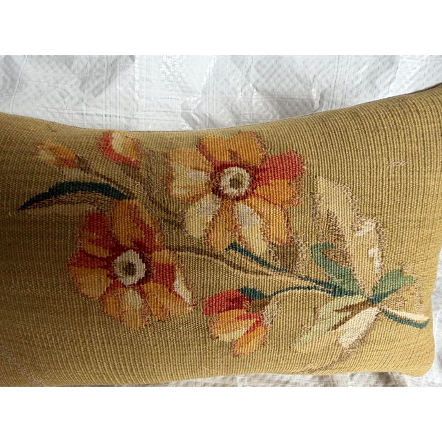 19th Century 19th Century Aubusson Floral Decorative Pillow For Sale - Image 5 of 7