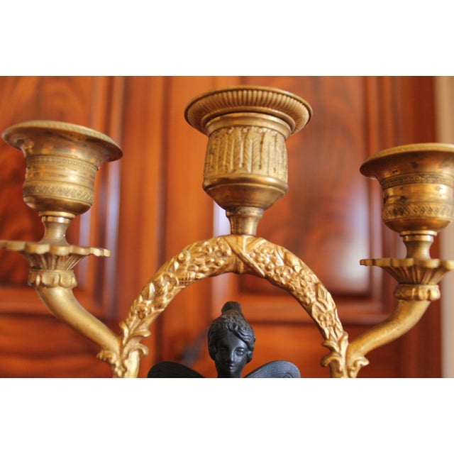 Pair of Continental Gilt Figural Neoclassical Candelabra For Sale - Image 9 of 15