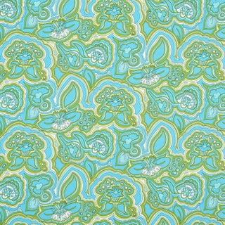 SAMPLE - Schumacher x Trina Turk Morning Sunrise Print Indoor/Outdoor Fabric In Fern For Sale