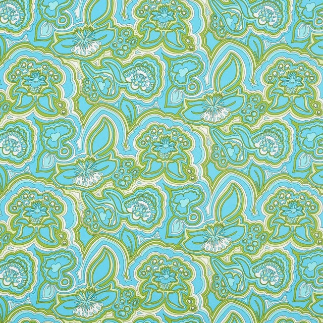 SAMPLE - Schumacher x Trina Turk Morning Sunrise Print Indoor/Outdoor Fabric In Fern For Sale