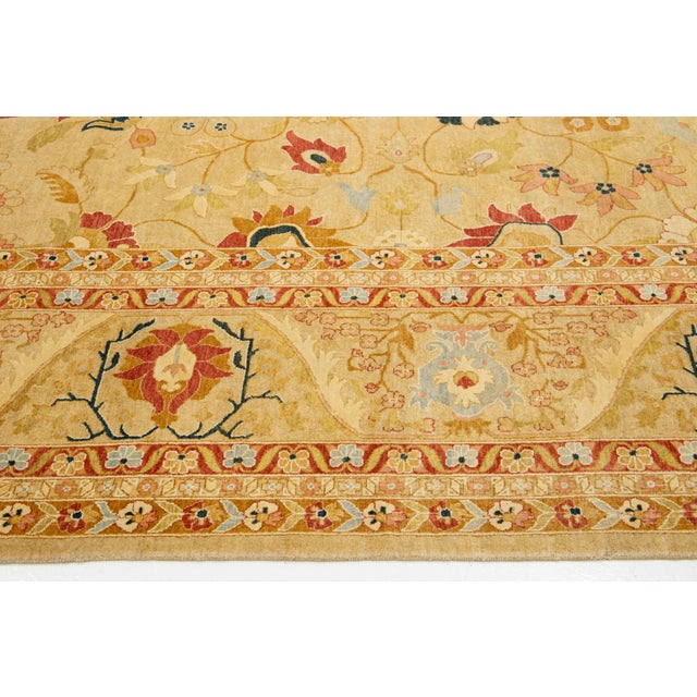 Textile Oversized Contemporary Tan Floral Oushak Style Wool Rug For Sale - Image 7 of 9