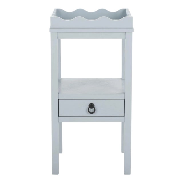 Darlyn Scalloped 1 Drawer Accent Table in Winter Sky For Sale