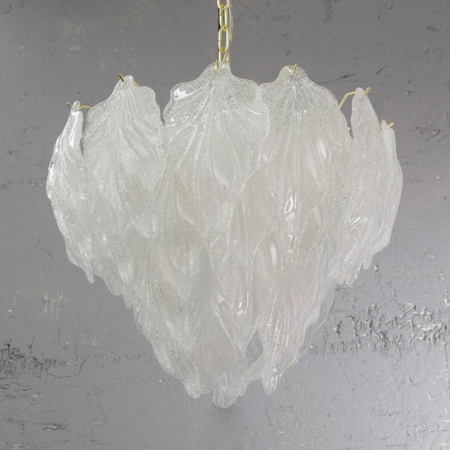 Mid-Century Modern Suspension Chandelier in Murano Glass Leaves Crystal Color, Italy, 1990s For Sale - Image 3 of 12
