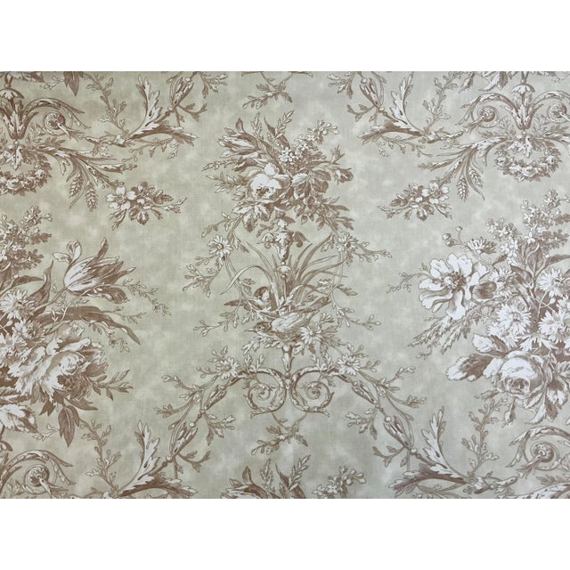 French Country Laura Ashley 9+ Yds Queensway French Country Toile Fabric Sage Green Cotton Vintage 1990s New Old Stock For Sale - Image 3 of 5