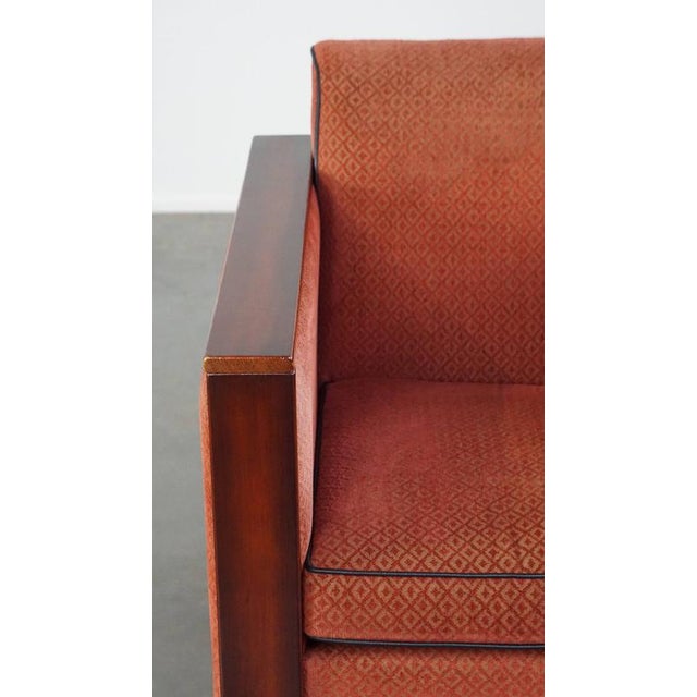Art Deco Wooden Armchair with Red Upholstery For Sale - Image 10 of 15