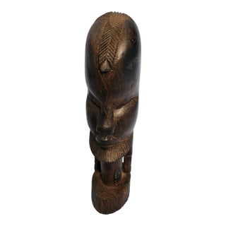 Solid Ebony Hand Carved African Male Bust ~ Tribal Vintage Figurine ~ Primitive Statue For Sale