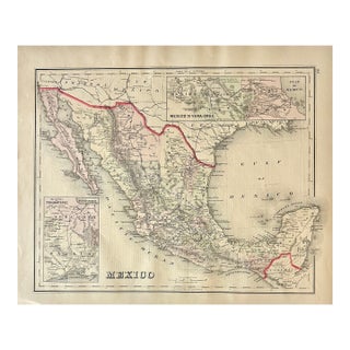 Mexico to Vera Cruz and Tehuantepec, Original Map by Gray, 1884 For Sale
