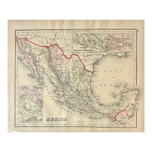 Mexico to Vera Cruz and Tehuantepec, Original Map by Gray, 1884