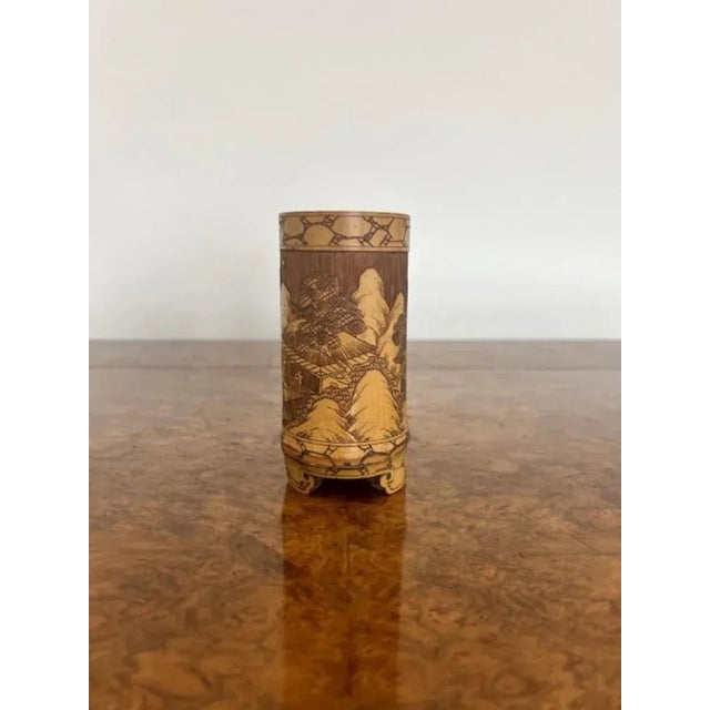 Brown Antique Chinese Brush Pot, 1900 For Sale - Image 8 of 8