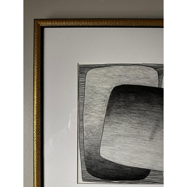 Late 20th Century Late 20th Century Graphite Abstract Geometric Drawing Signed Achillo Sulla, Framed For Sale - Image 5 of 8