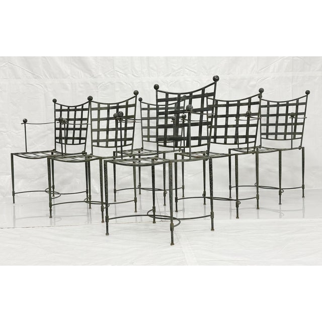 1970s Set of Six Mario Papperzini for Salterini, Iron Lattice Outdoor Armchairs, Attributed For Sale In Los Angeles - Image 6 of 18