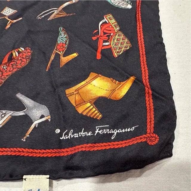 1980s Iconic Small Silk Scarf by Salvatore Ferragamo For Sale - Image 10 of 11