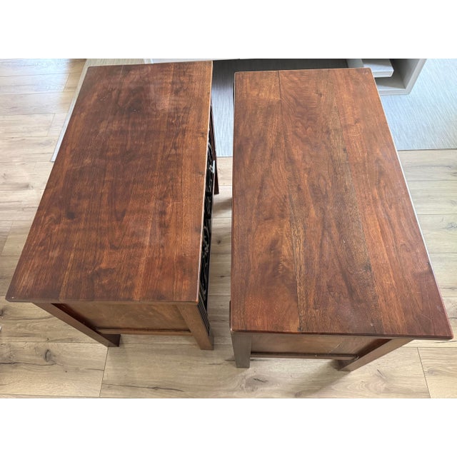Gothic Revival Hand-Carved Walnut Cabinets/Side Tables - Pair For Sale - Image 11 of 12