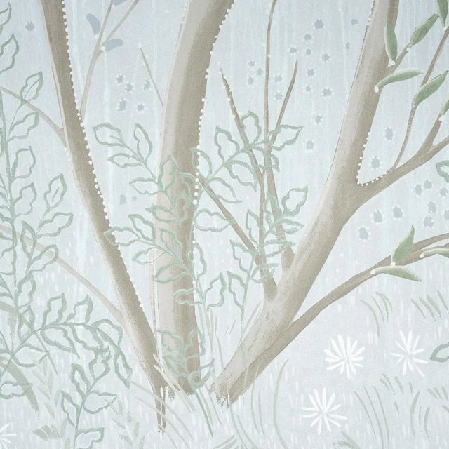 Contemporary Schumacher x Colette Cosentino Brindille Golden Accented Panel Set in Mineral - 3 Panels For Sale - Image 3 of 5