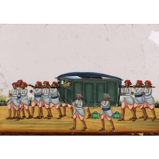 Indian Company School, Travelling in Palanquin, 1800s, Gouache on Paper For Sale