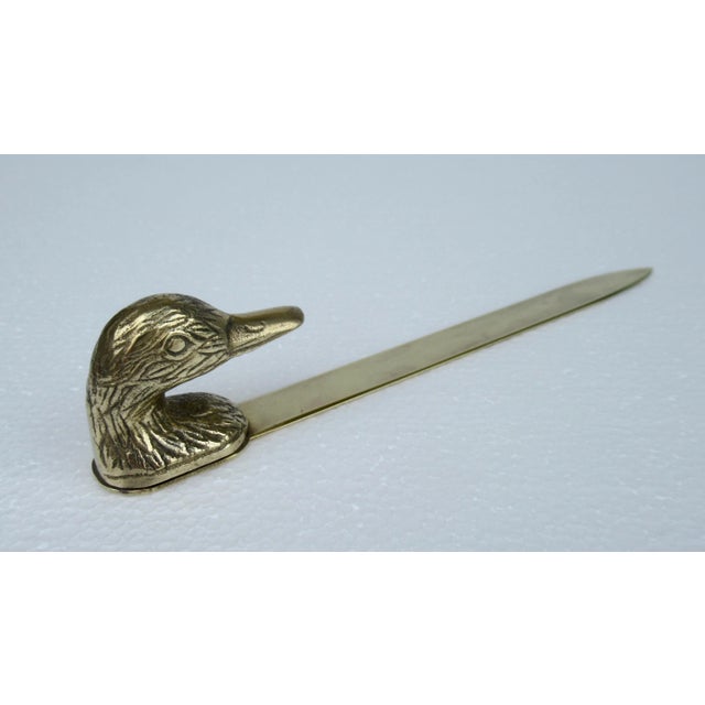 Vintage Mid-Century Brass Mallard Duck Letter Opener For Sale In West Palm - Image 6 of 13