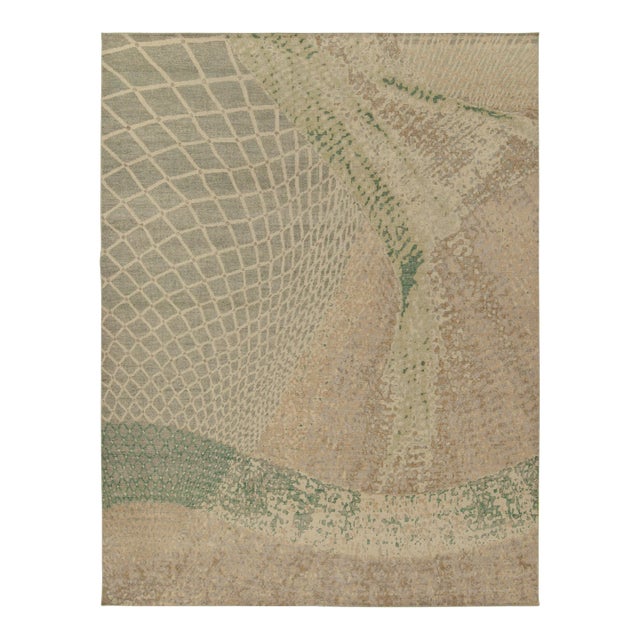 Rug & Kilim’s Dustin Rug in Cream and Green, 9x12 For Sale