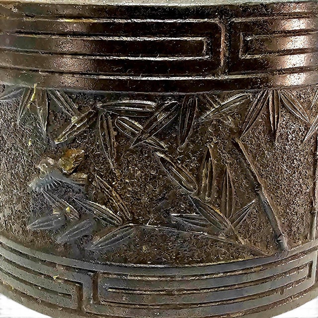 Mid-Century Japanese Shofudo Nambu Tekki Cast Iron Bamboo Tetsubin Tea Kettle For Sale - Image 12 of 15