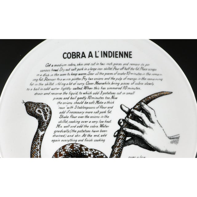 Ceramic Piero Fornasetti Fleming Joffe Recipe Plate, Cobra a L’Indienne For Sale - Image 7 of 8
